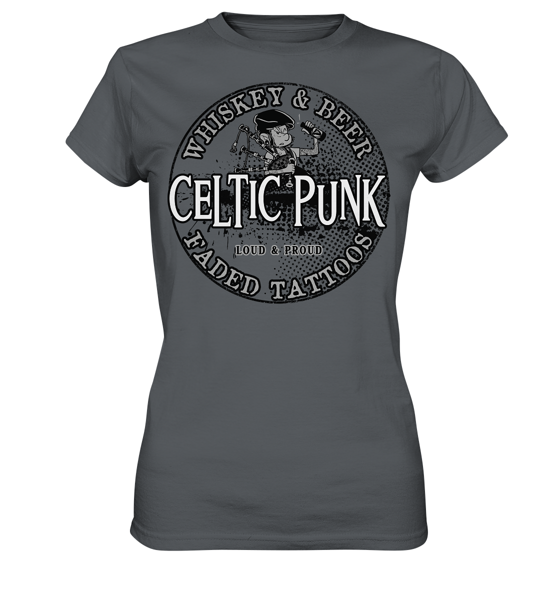 Celtic Punk "Whiskey, Beer & Faded Tattoos" - Ladies Premium Shirt
