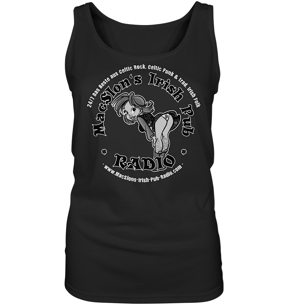 MacSlon's Radio "24/7 - Irish Girl Logo" - Ladies Tank-Top