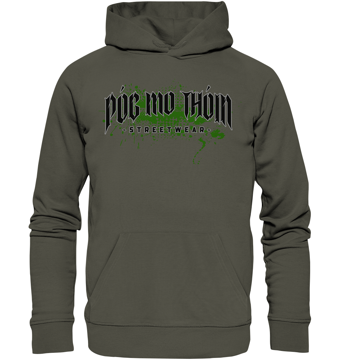 Póg Mo Thóin Streetwear "Splatter Logo" - Organic Hoodie