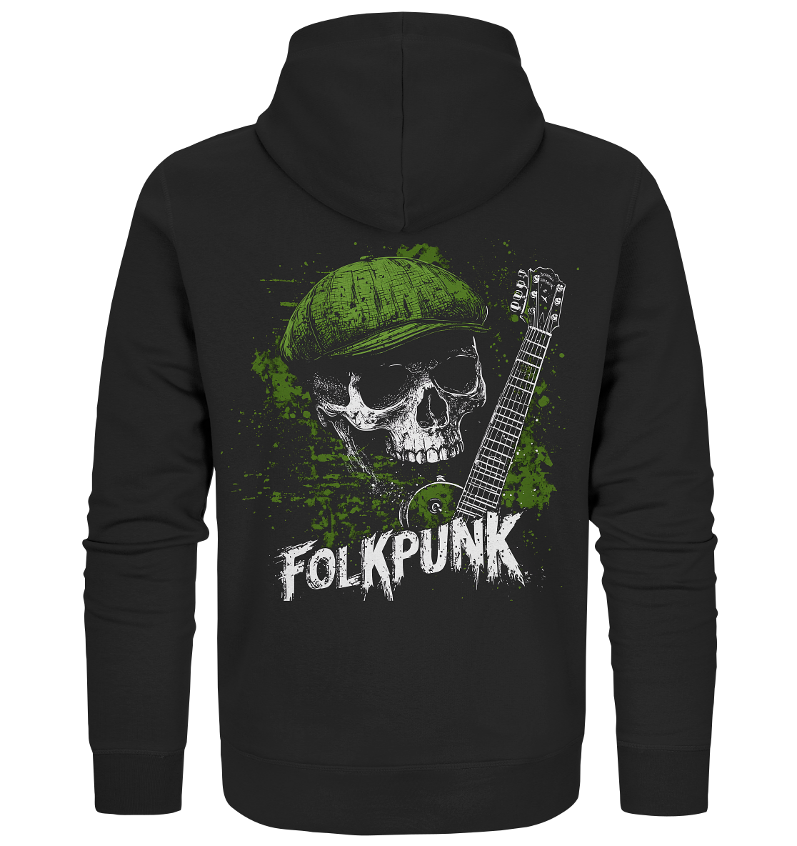 Folkpunk "Skull, Flatcap, Guitar I" - Organic Zipper