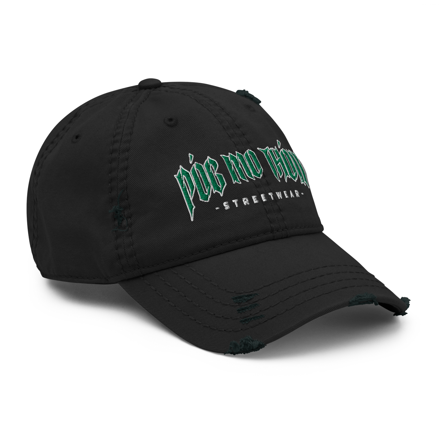 Póg Mo Thóin Streetwear "Green Logo" (Hochwertiger Stick) - Dad-Hat im Used-Look