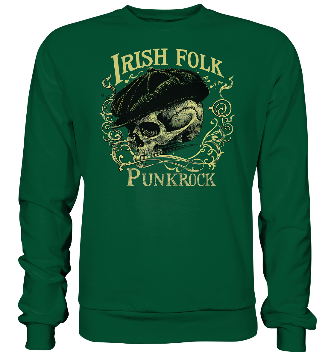 Irish Folk Punkrock "Flatcap-Skull I" - Basic Sweatshirt