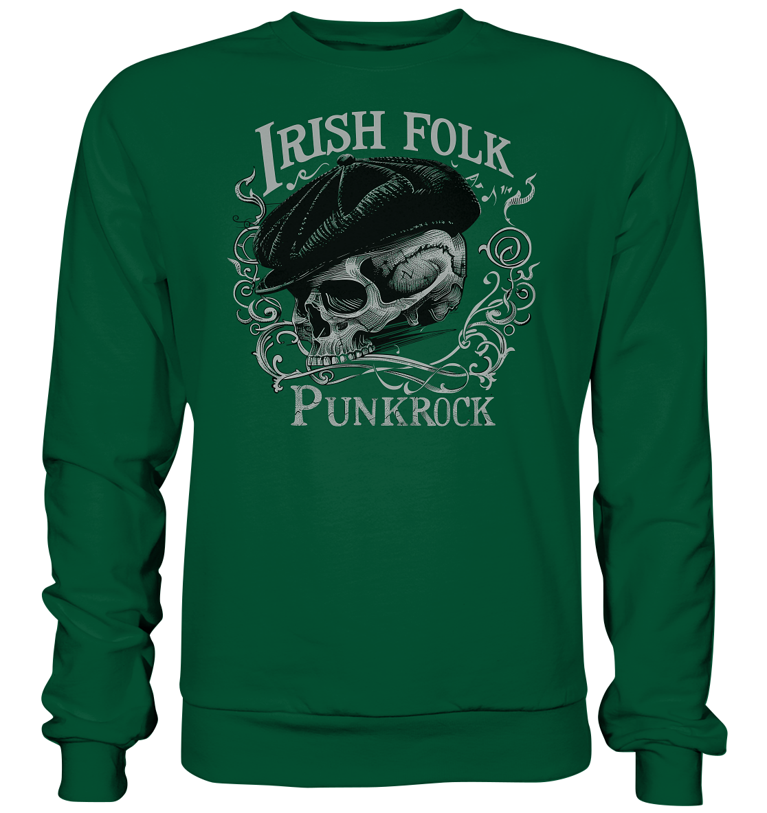 Irish Folk Punkrock "Flatcap-Skull II" - Basic Sweatshirt