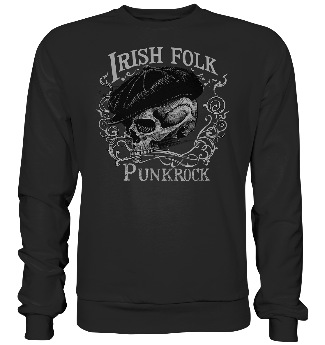 Irish Folk Punkrock "Flatcap-Skull II" - Basic Sweatshirt
