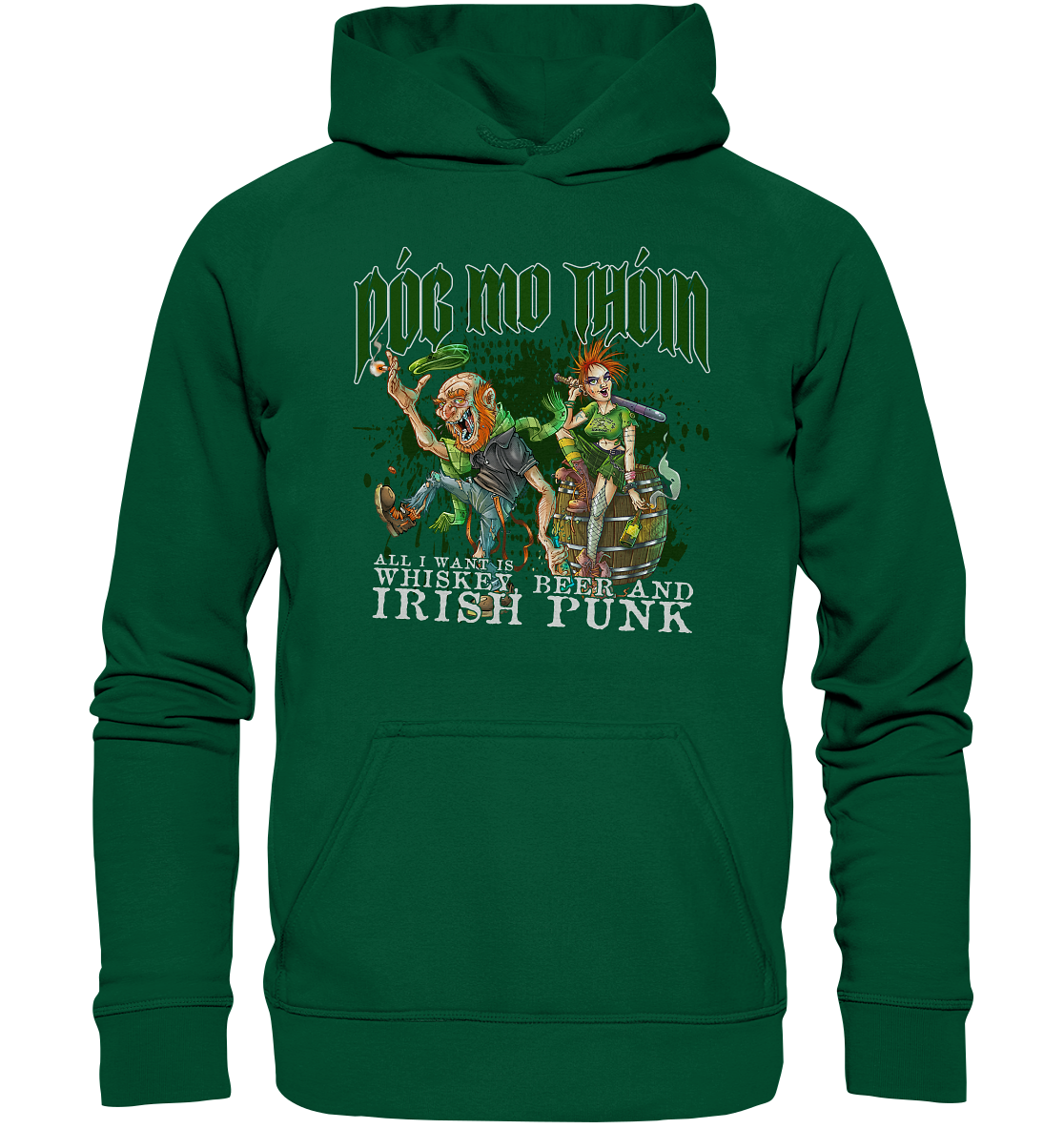 Póg Mo Thóin Streetwear "Whiskey, Beer and Irish Punk" - Basic Unisex Hoodie