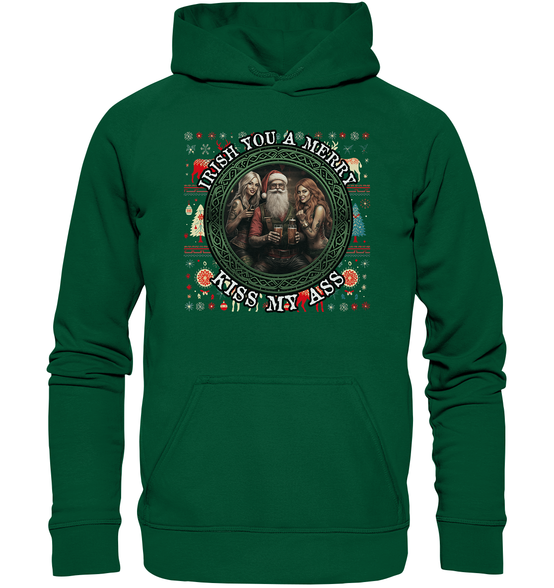 Irish You A Merry... "Santa, Girls & Beer "  - Basic Unisex Hoodie