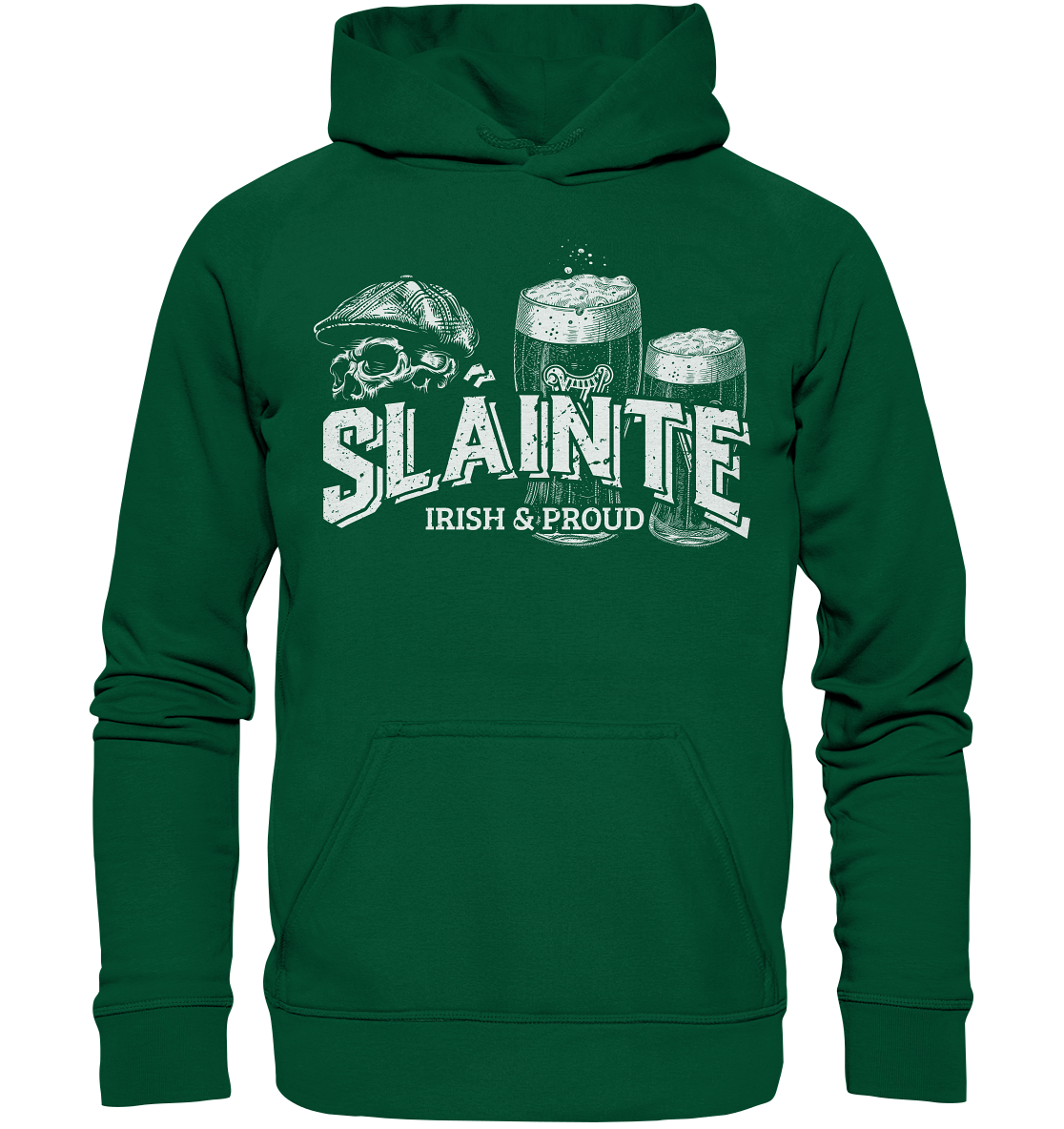 Sláinte "Irish & Proud / Flatcap-Skull I" - Basic Unisex Hoodie