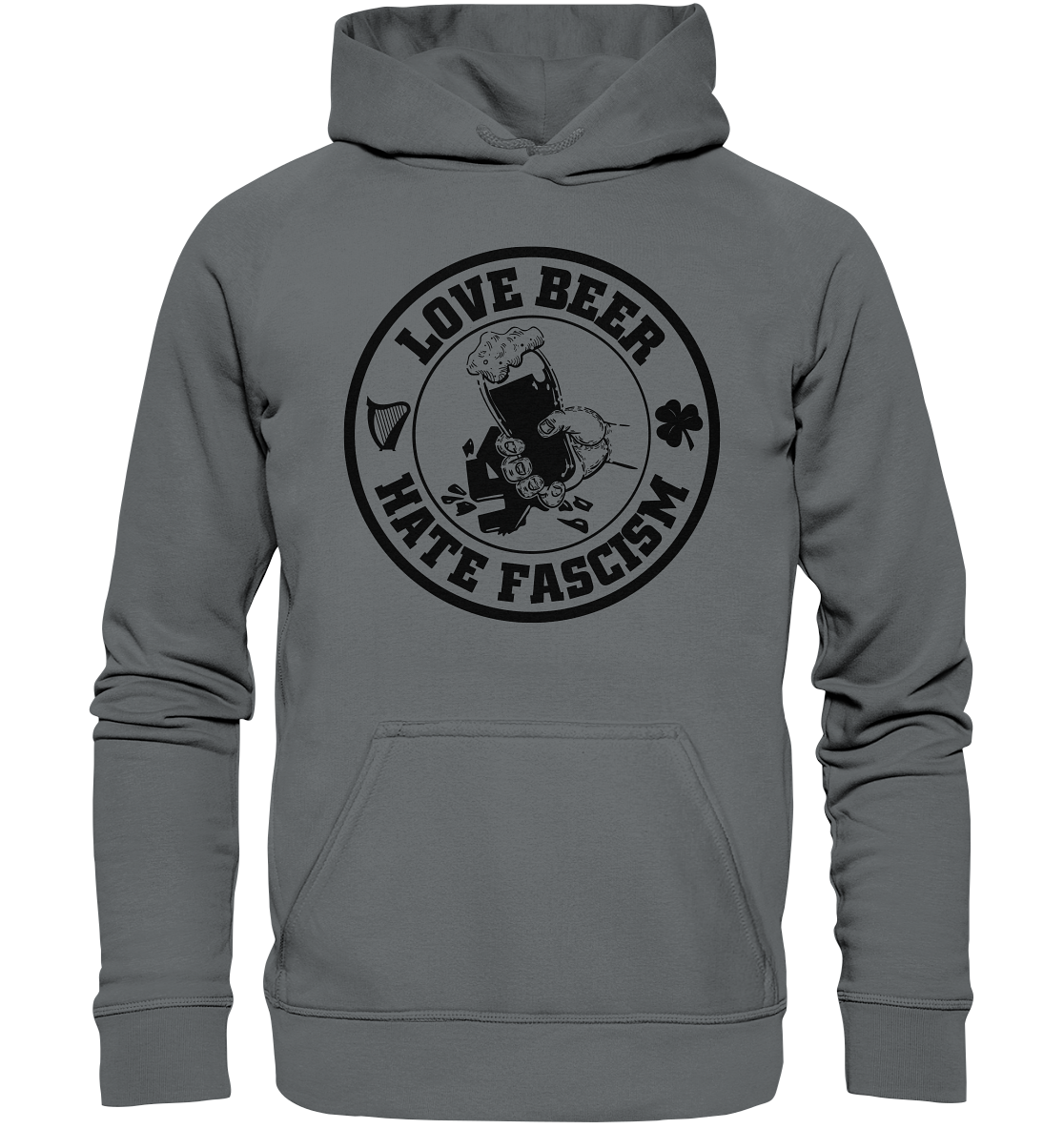 Love Beer - Hate Fascism - Basic Unisex Hoodie