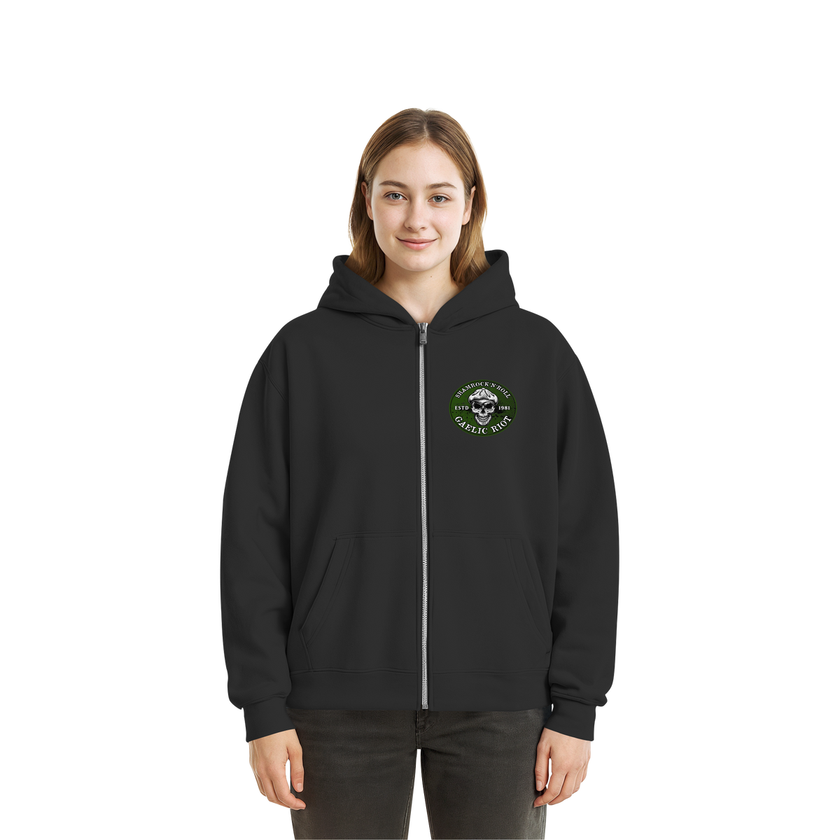 Shamrock And Roll "Skull / Gaelic Riot"  - Fluffy Boxcut Zipper