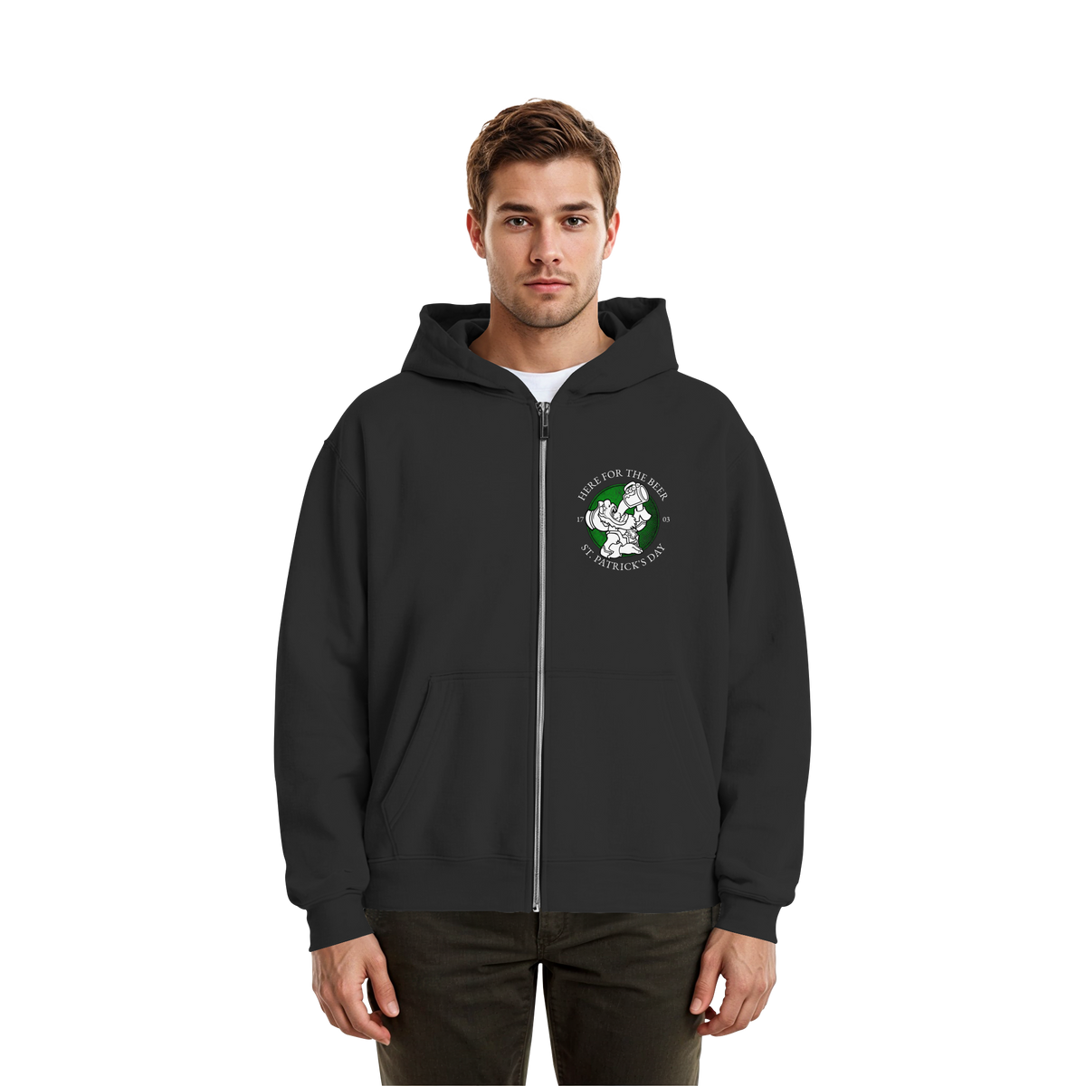 Here For The Beer "St. Patrick's Day"  - Fluffy Boxcut Zipper
