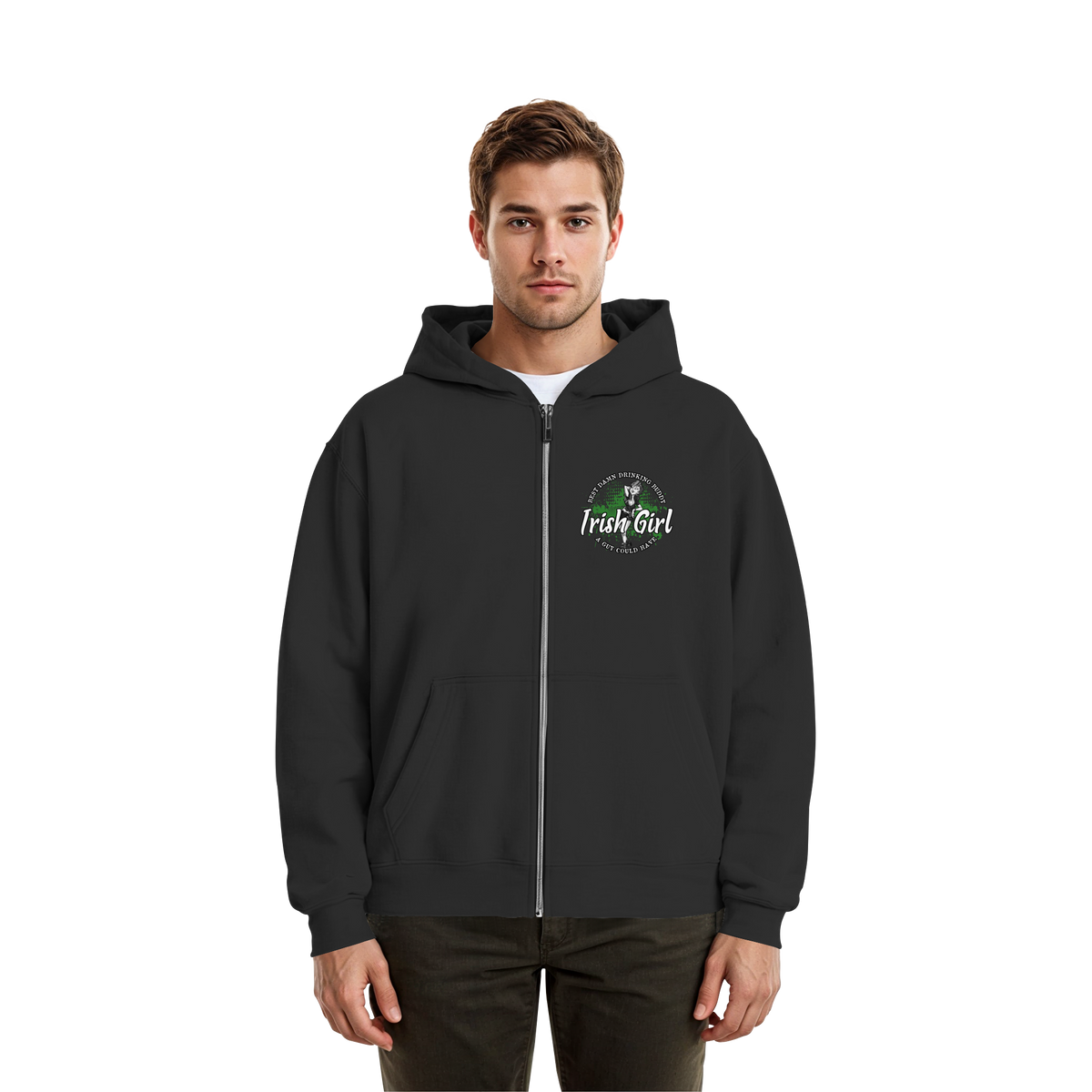 Irish Girl "Drinking Buddy"  - Fluffy Boxcut Zipper