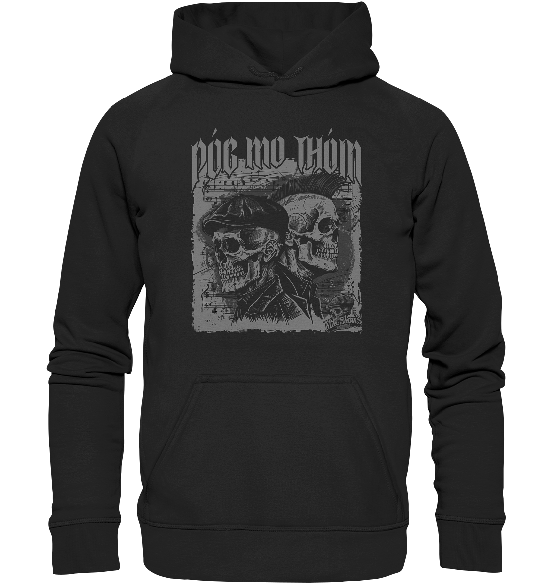 Póg Mo Thóin Streetwear "Flatcap & Mohawk Skulls I" - Kids Premium Hoodie