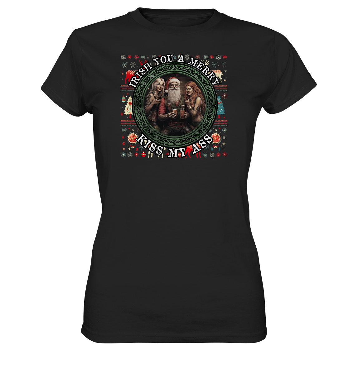 Irish You A Merry... "Santa, Girls & Beer "  - Ladies Premium Shirt