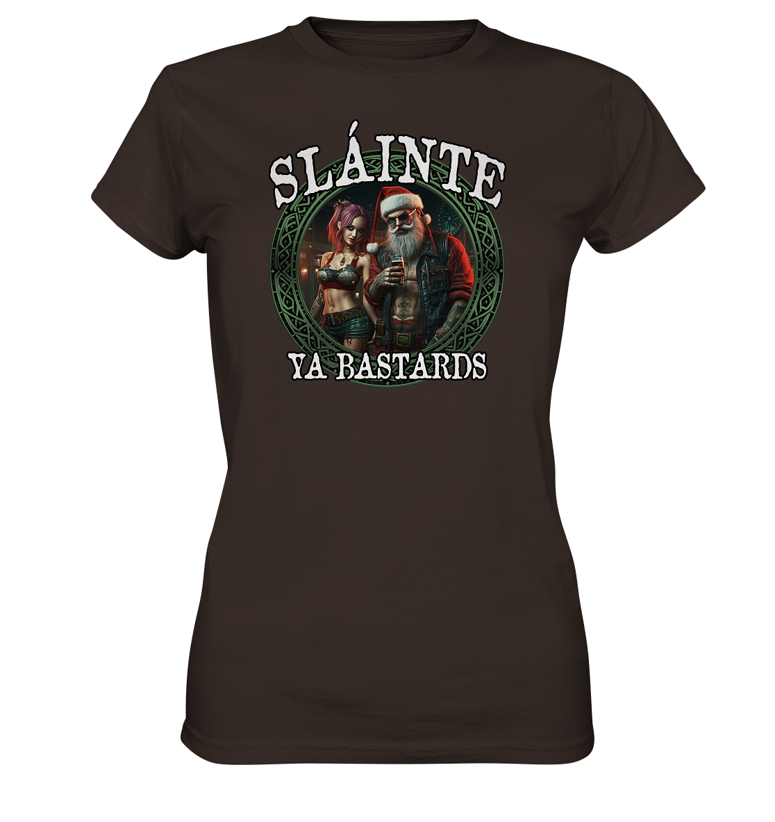 Sláinte Ya Bastards "Santa and his Elf"  - Ladies Premium Shirt