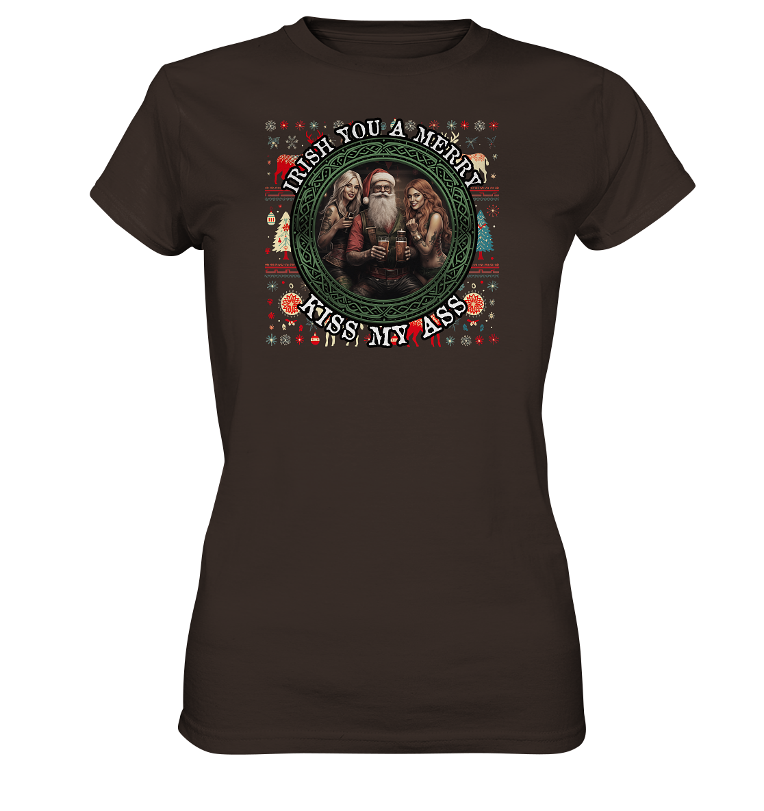 Irish You A Merry... "Santa, Girls & Beer "  - Ladies Premium Shirt