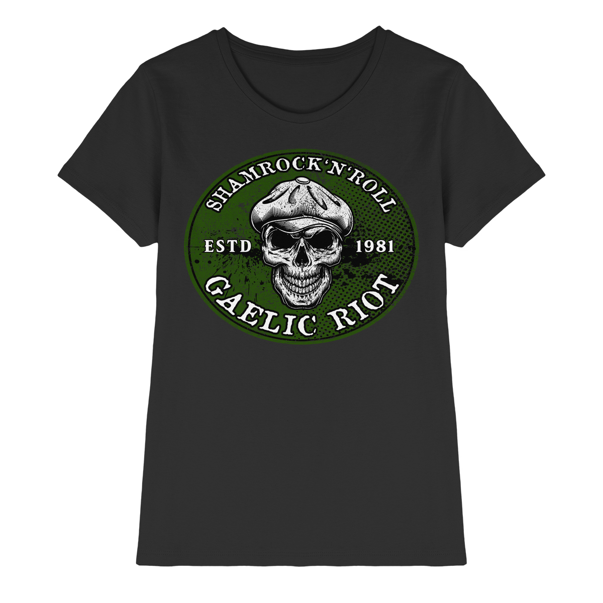 Shamrock And Roll "Skull / Gaelic Riot"  - Ladies Premium Shirt