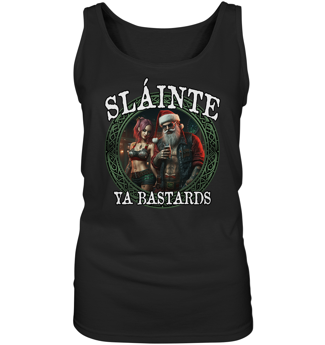 Sláinte Ya Bastards "Santa and his Elf"  - Ladies Tank-Top