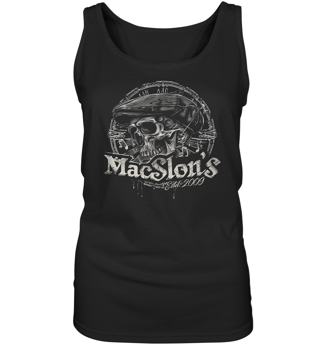 MacSlon's "Estd. 2009 / Flatcap-Skull X"  - Ladies Tank-Top