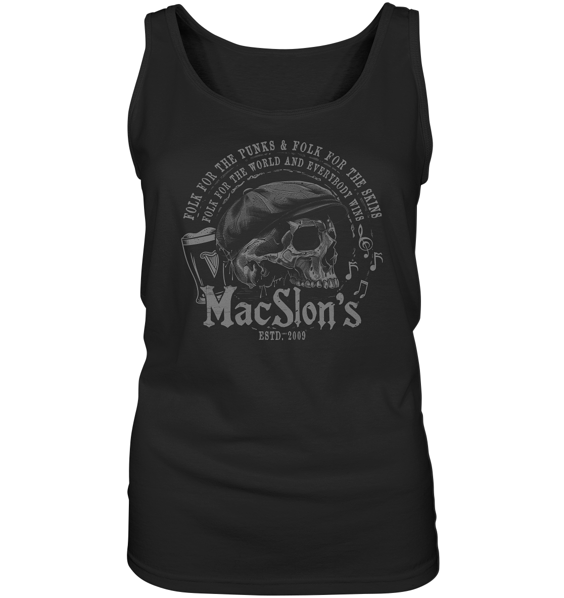 MacSlon's "Folk For The World / Flatcap-Skull" - Ladies Tank-Top
