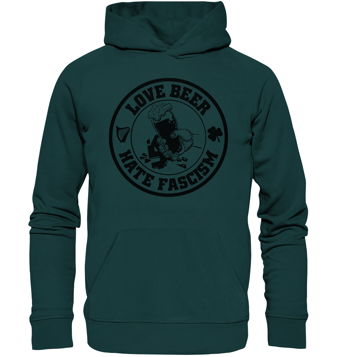 Love Beer - Hate Fascism - Organic Hoodie