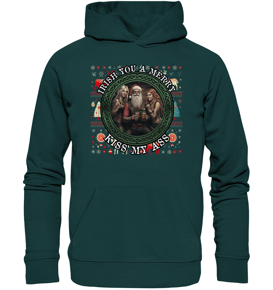 Irish You A Merry... "Santa, Girls & Beer "  - Organic Hoodie