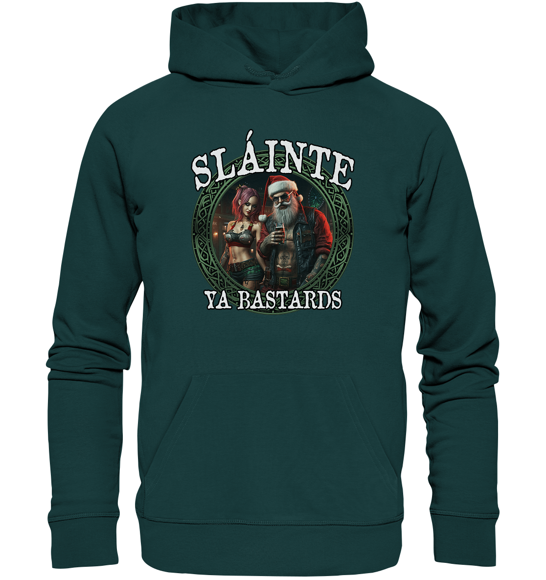 Sláinte Ya Bastards "Santa and his Elf"  - Organic Hoodie