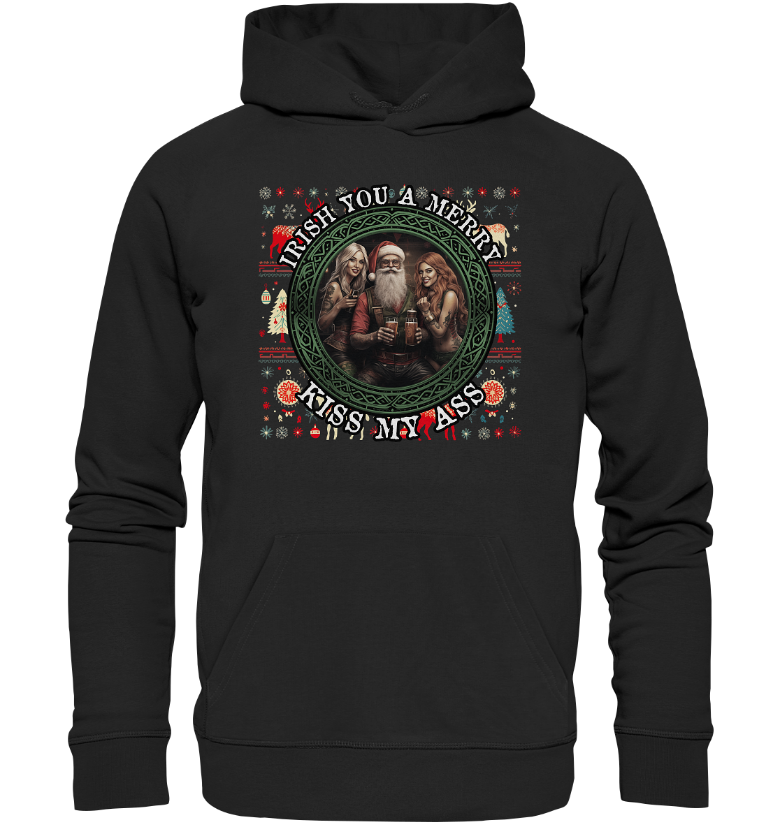 Irish You A Merry... "Santa, Girls & Beer "  - Organic Hoodie