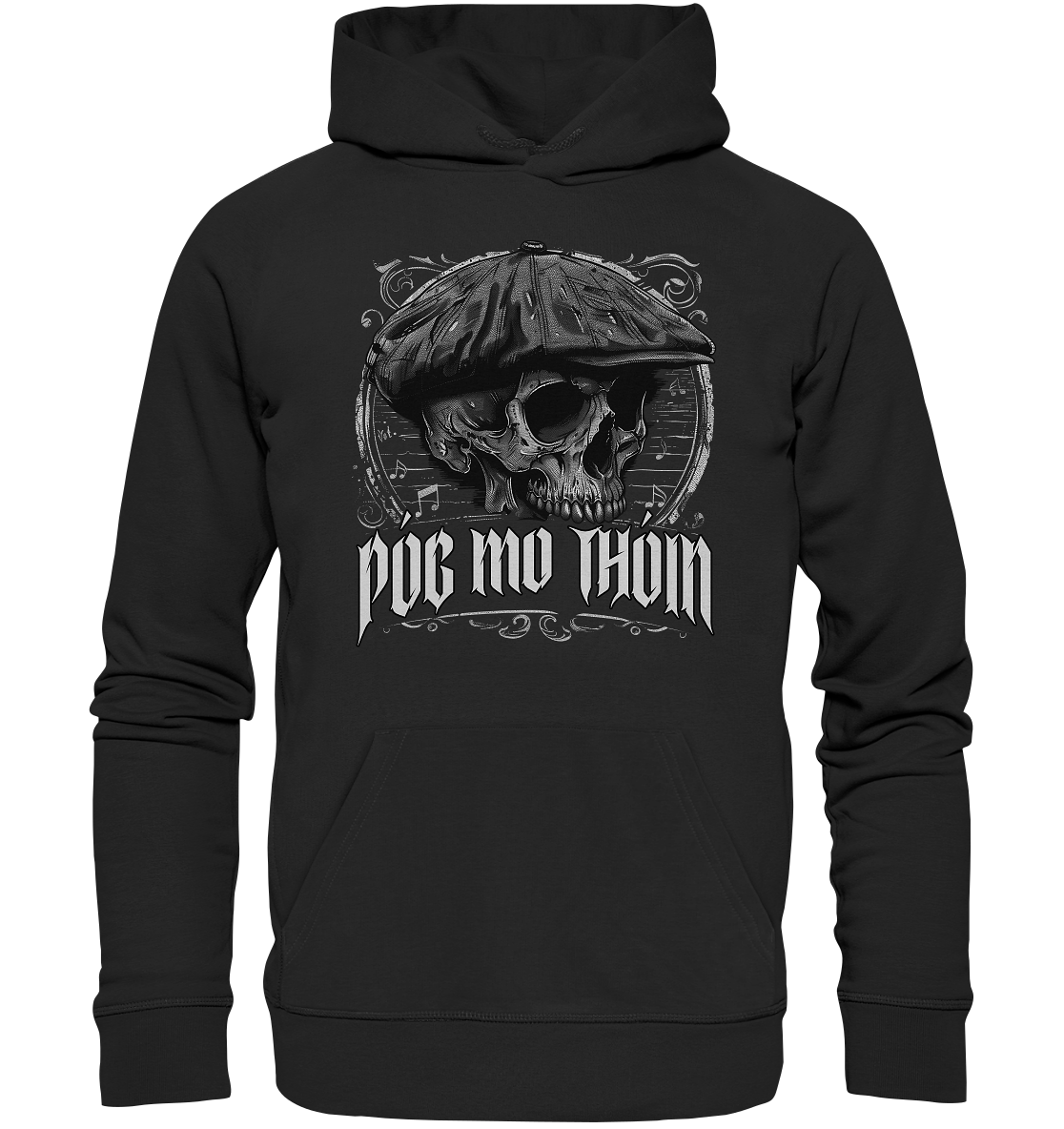 Póg Mo Thóin Streetwear "Flatcap-Skull III" - Organic Hoodie