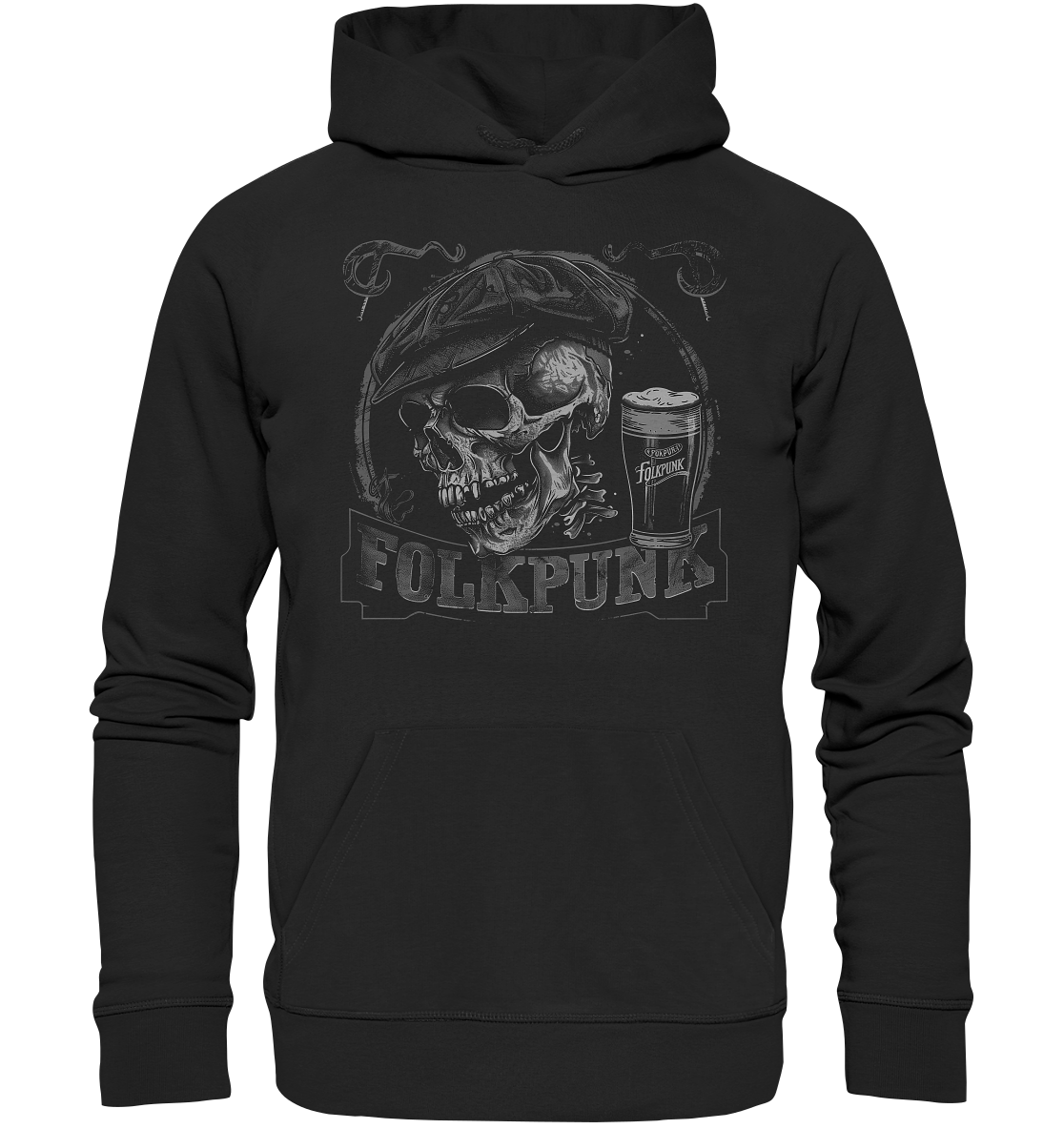 Folkpunk "Flatcap-Skull I" - Organic Hoodie