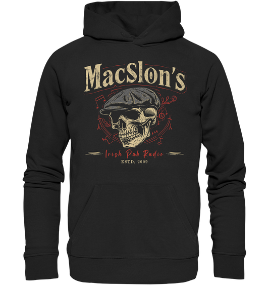 MacSlon's Irish Pub Radio "Estd. 2009 / Flatcap-Skull I" - Organic Hoodie