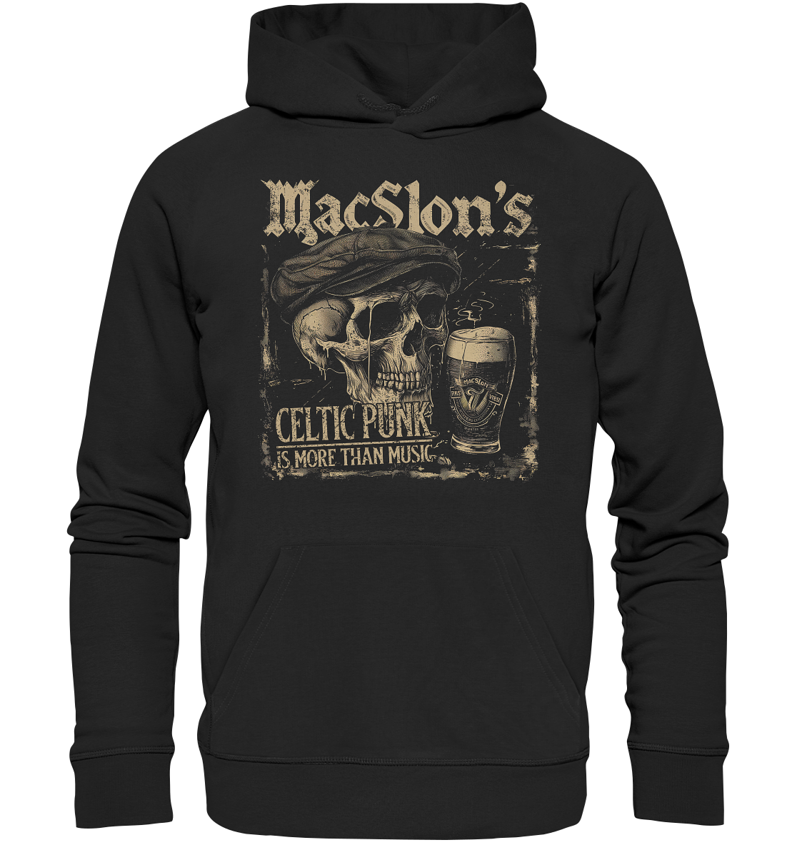 MacSlon's "Celtic Punk Is More Than Music / Flatcap-Skull" - Organic Hoodie