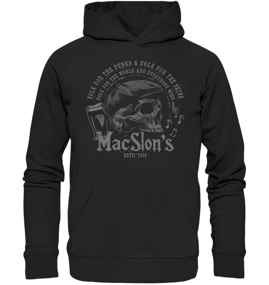 MacSlon's "Folk For The World / Flatcap-Skull" - Organic Hoodie