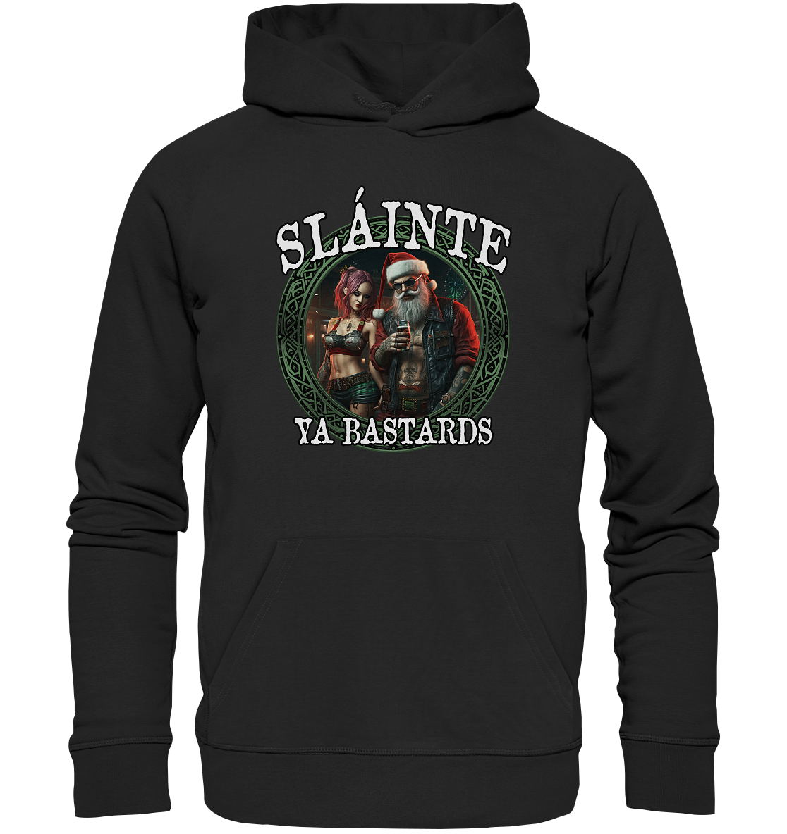 Sláinte Ya Bastards "Santa and his Elf"  - Organic Hoodie