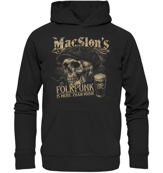 MacSlon's "Folkpunk Is More Than Music / Flatcap-Skull" - Organic Hoodie