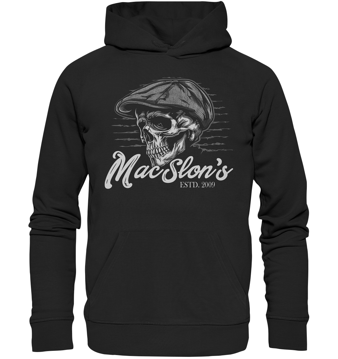 MacSlon's "Estd. 2009 / Flatcap-Skull III" - Organic Hoodie