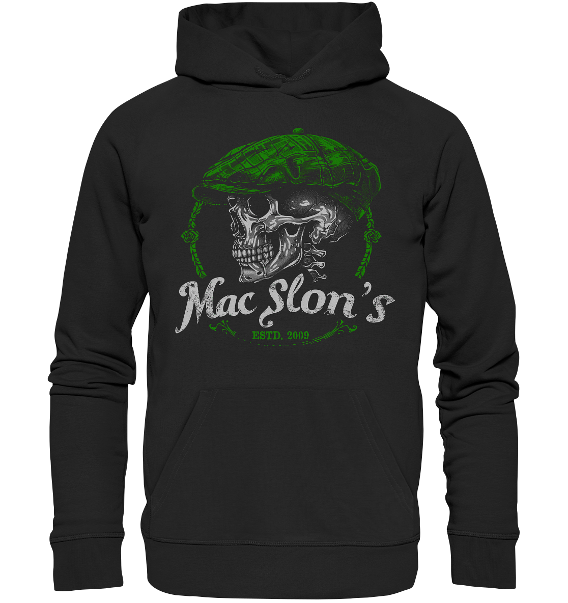 MacSlon's "Estd. 2009 / Flatcap-Skull VI" - Organic Hoodie