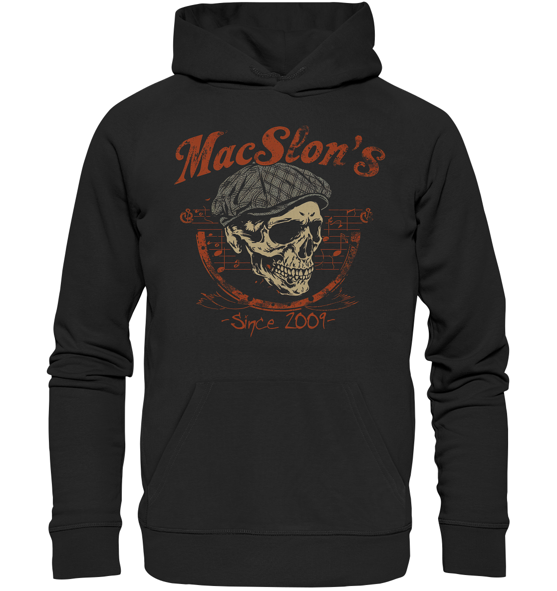 MacSlon's "Since 2009 / Flatcap-Skull I" - Organic Hoodie