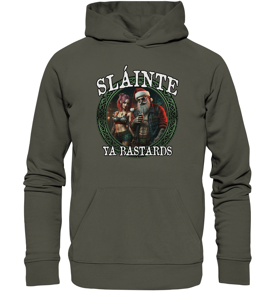 Sláinte Ya Bastards "Santa and his Elf"  - Organic Hoodie