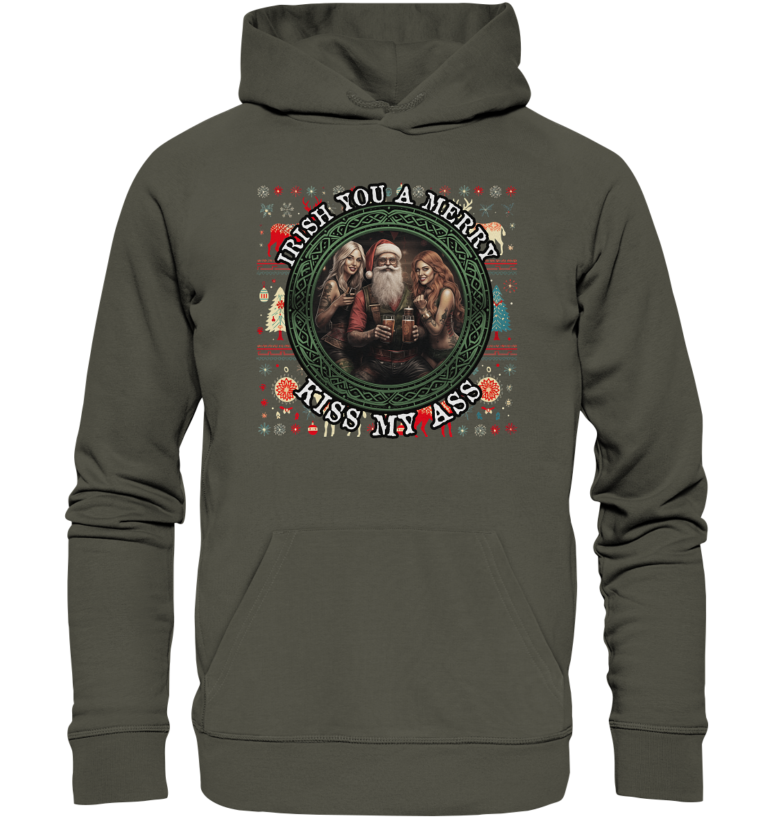 Irish You A Merry... "Santa, Girls & Beer "  - Organic Hoodie