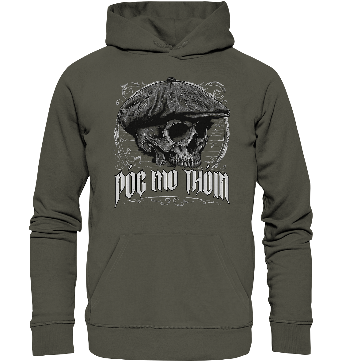 Póg Mo Thóin Streetwear "Flatcap-Skull III" - Organic Hoodie