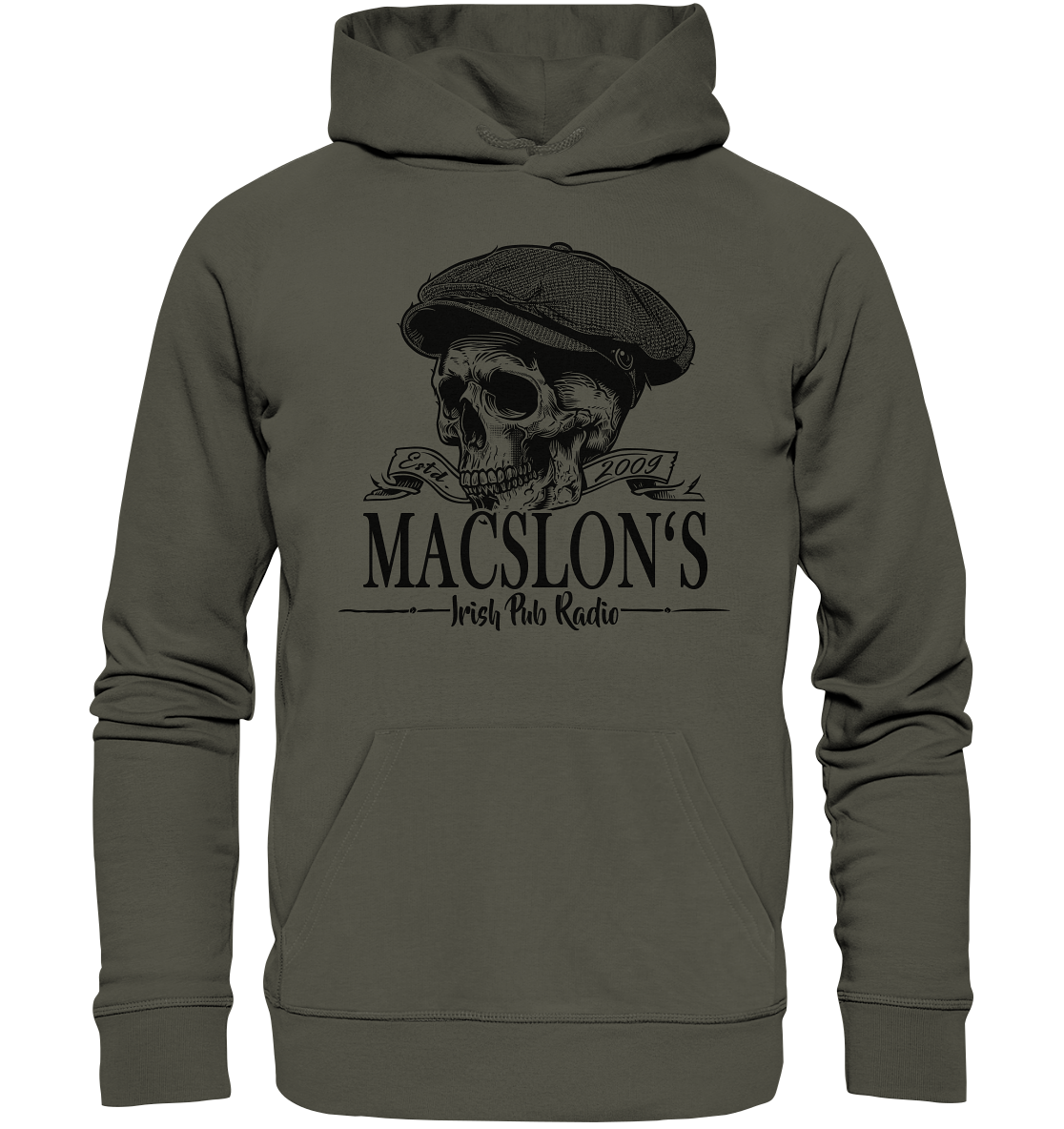 MacSlon's Irish Pub Radio "Estd. 2009 / Flatcap-Skull II" - Organic Hoodie
