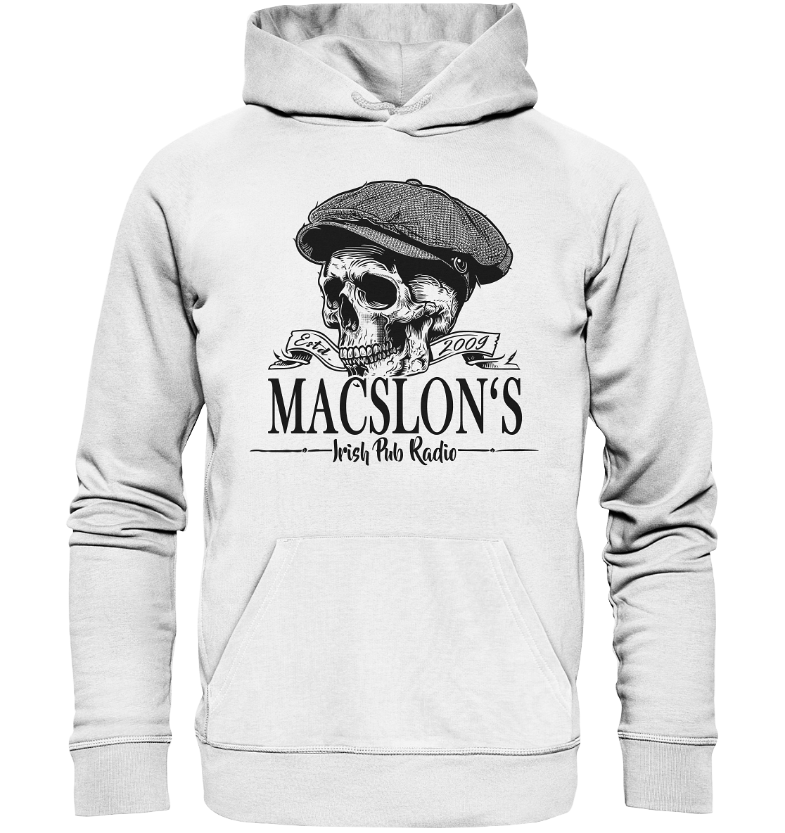 MacSlon's Irish Pub Radio "Estd. 2009 / Flatcap-Skull II" - Organic Hoodie
