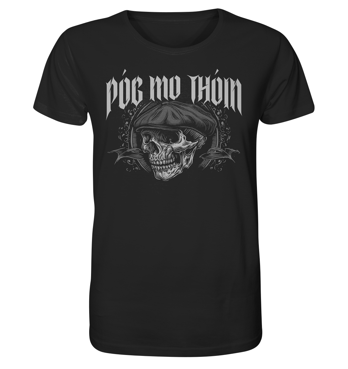 Póg Mo Thóin Streetwear "Flatcap-Skull II"  - Organic Shirt