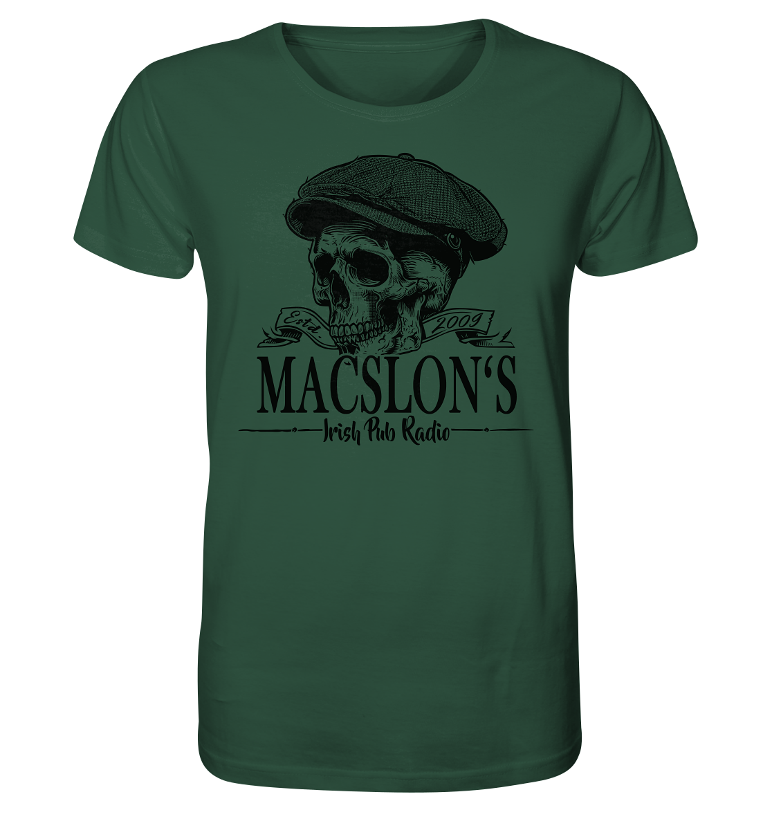 MacSlon's Irish Pub Radio "Estd. 2009 / Flatcap-Skull II" - Organic Shirt