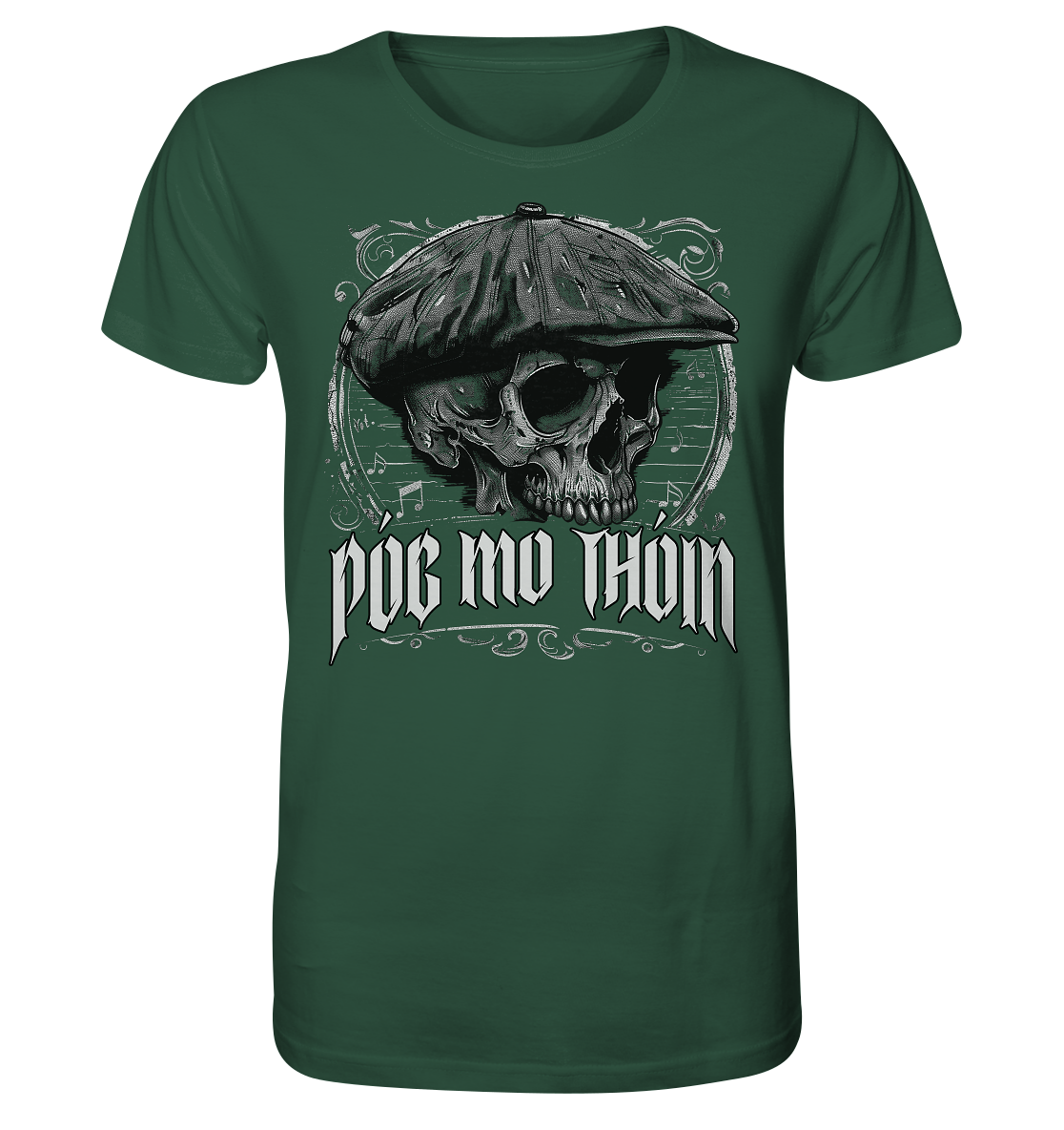 Póg Mo Thóin Streetwear "Flatcap-Skull III" - Organic Shirt