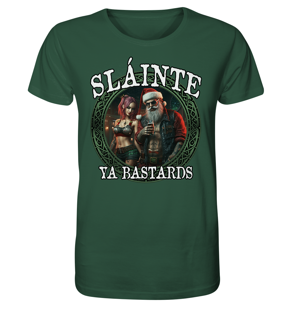 Sláinte Ya Bastards "Santa and his Elf"  - Organic Shirt