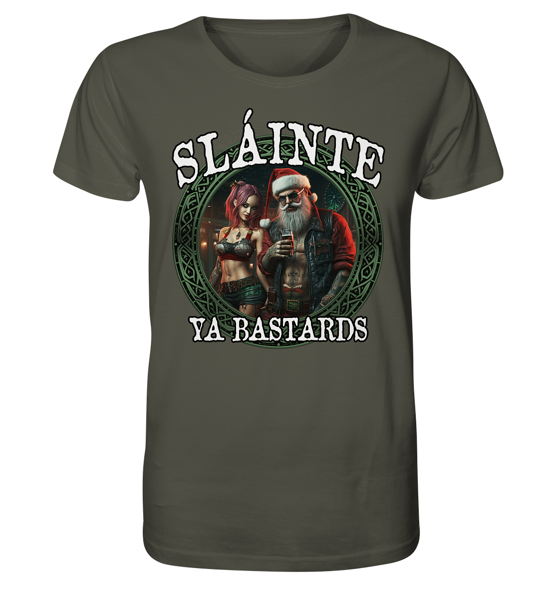 Sláinte Ya Bastards "Santa and his Elf"  - Organic Shirt