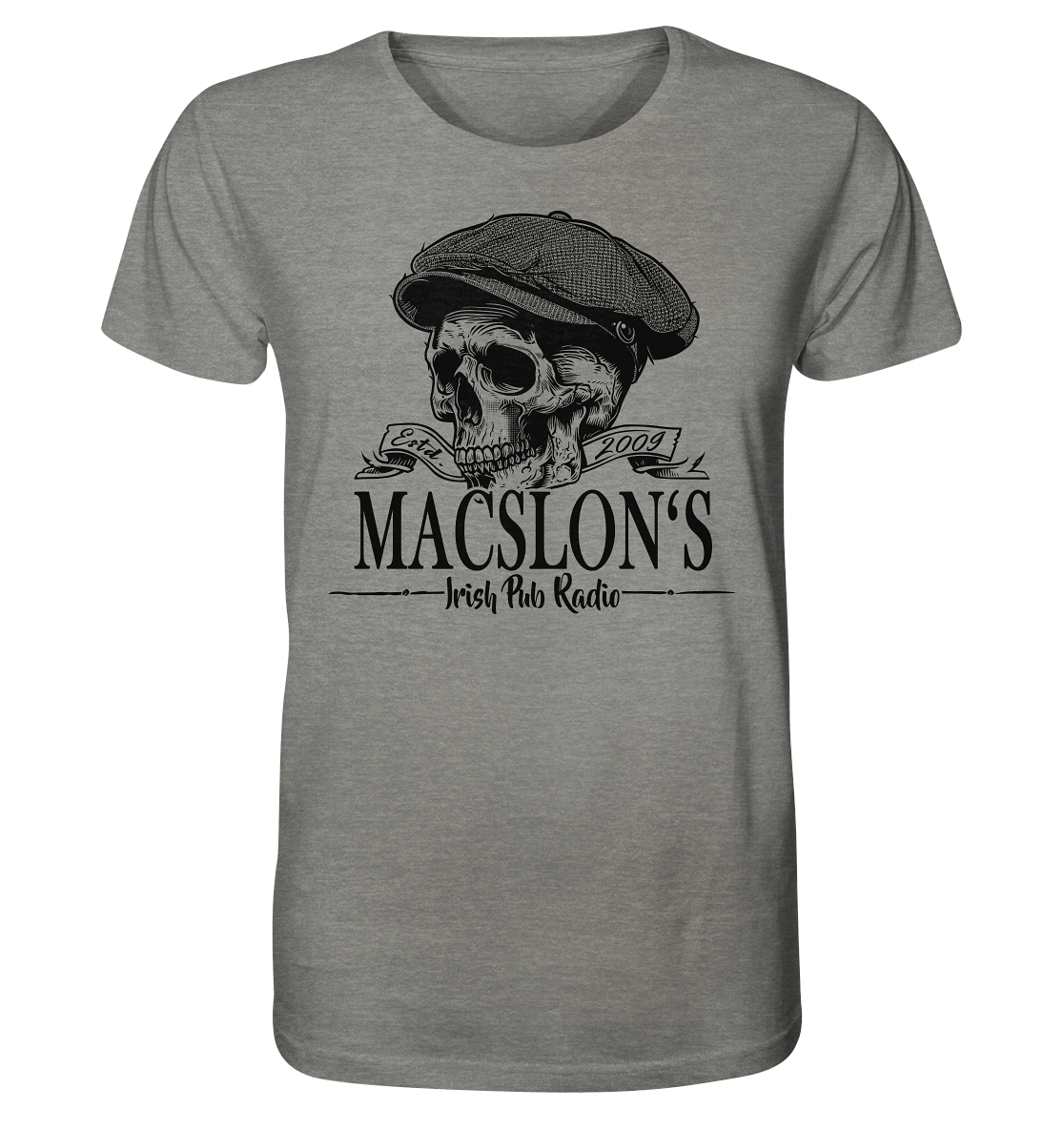 MacSlon's Irish Pub Radio "Estd. 2009 / Flatcap-Skull II" - Organic Shirt