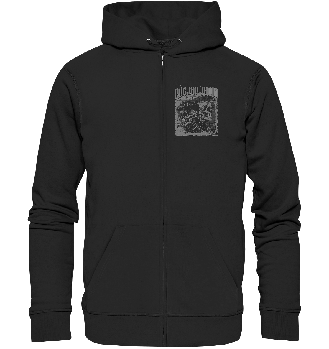 Póg Mo Thóin Streetwear "Flatcap & Mohawk Skulls I" - Organic Zipper