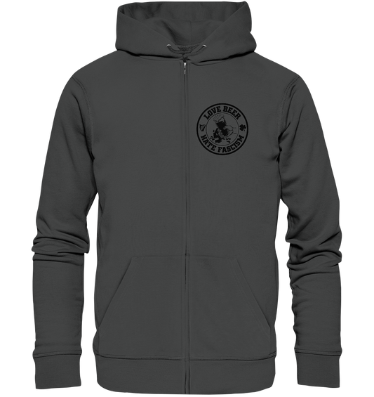 Love Beer - Hate Fascism - Organic Zipper